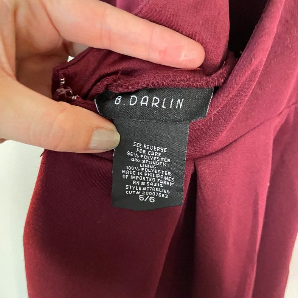 B Darlin Embroidered Maroon Low Back Mini Dress 5/6 - Picture 5 of 7